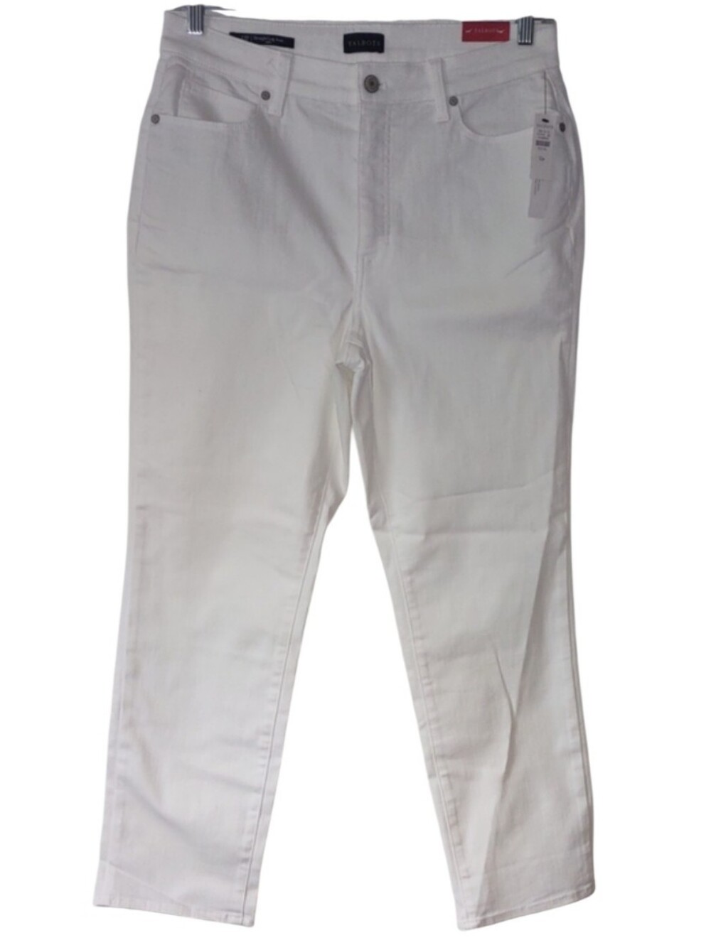 Talbots Size 12P White Straight-Leg High Waist Curvy Full Length Jeans NWT Women